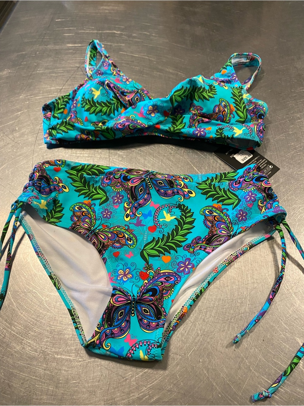 Ocean Sun 10 Turquoise Butterfly Print Bikini Set size M (UK 12)BNWT